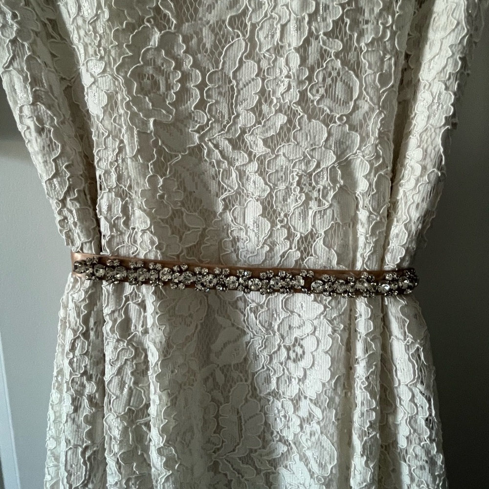 Maggie Sottero Ivory Lace Gown with Gold Accents - Picture 4 of 8